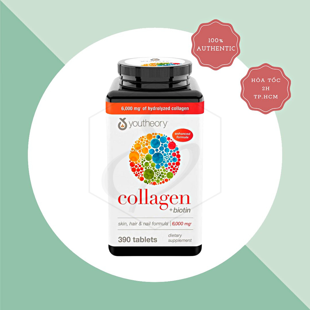 Viên Uống Youtheory Collagen Biotin 6000mg - 390 Viên